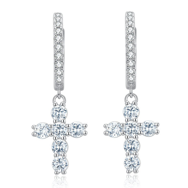 Diamond Serenity - Cross Earrings